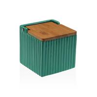 Saltbøsse med låg Versa Grøn Keramik Bambus Dolomite 11 x 11 x 11 cm