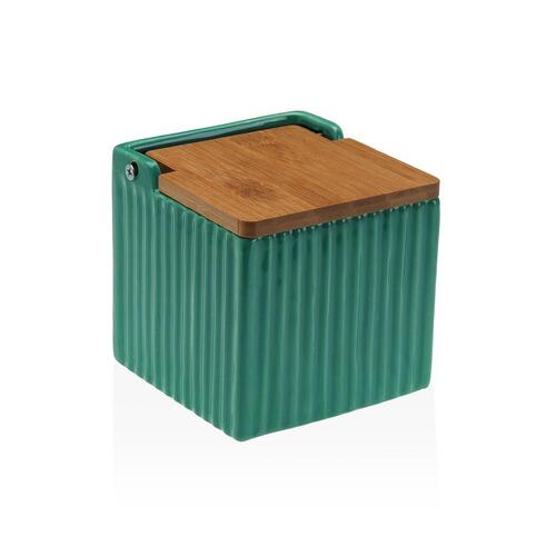 Saltbøsse med låg Versa Grøn Keramik Bambus Dolomite 11 x 11 x 11 cm