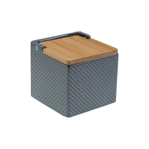 Saltbøsse med låg Versa Grå Keramik Bambus Dolomite 11 x 11 x 11 cm