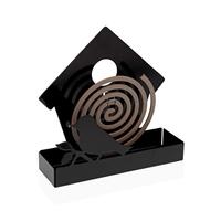 Holder til myggespiraler Versa Sort Metal 5 x 17 x 17 cm Fugl
