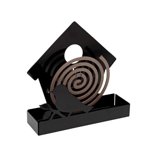 Holder til myggespiraler Versa Sort Metal 5 x 17 x 17 cm Fugl