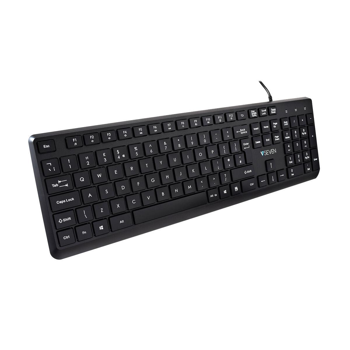 Tastatur V7 KU350UK Sort QWERTY Qwerty UK