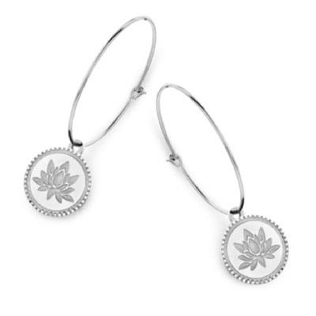 CO88 Collection øreringe til kvinder - sølvfarvet hoops med vedhæng