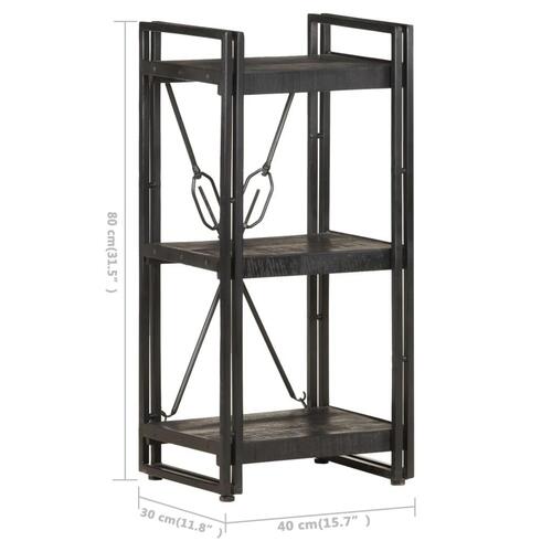 Bogreol m. 3 hylder 40x30x80 cm massivt mangotræ sort