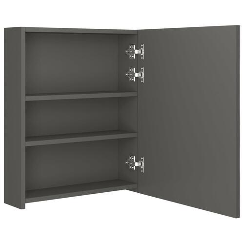 Badeværelsesskab med spejl + LED-lys 50x14x60 cm antracitgrå