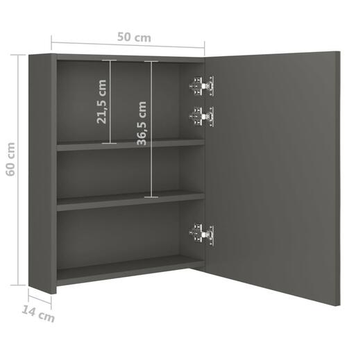 Badeværelsesskab med spejl + LED-lys 50x14x60 cm antracitgrå