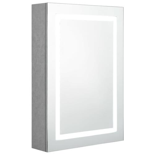 Badeværelsesskab med spejl + LED-lys 50x13x70 cm betongrå