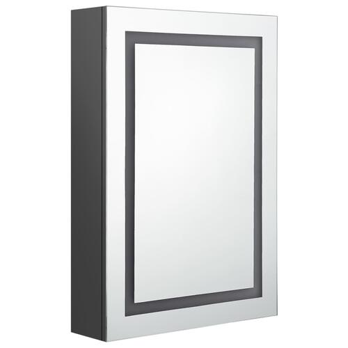 Badeværelsesskab med spejl + LED-lys 50x13x70 cm grå