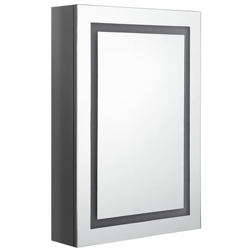 Badeværelsesskab med spejl + LED-lys 50x13x70 cm blank grå