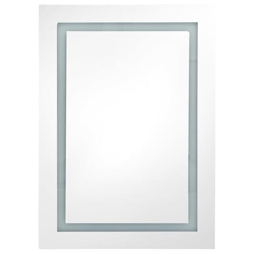 Badeværelsesskab med spejl + LED-lys 50x13x70 cm blank grå