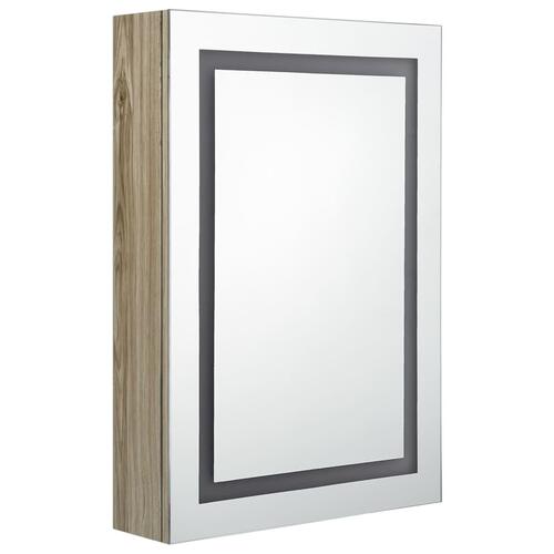Badeværelsesskab med spejl + LED-lys 50x13x70 cm