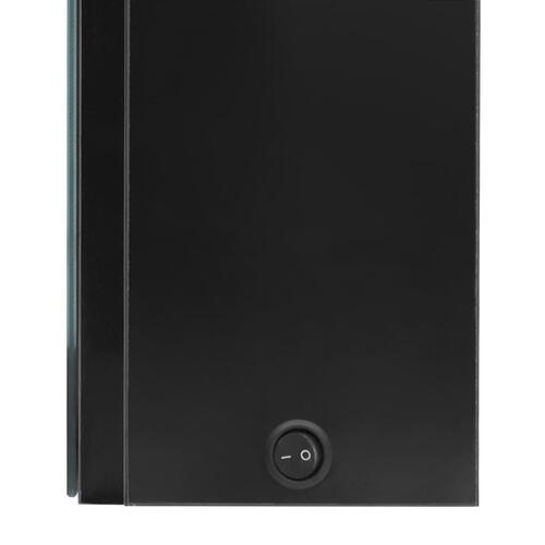 Badeværelsesskab med spejl + LED-lys 80x12x68 cm skinnende sort