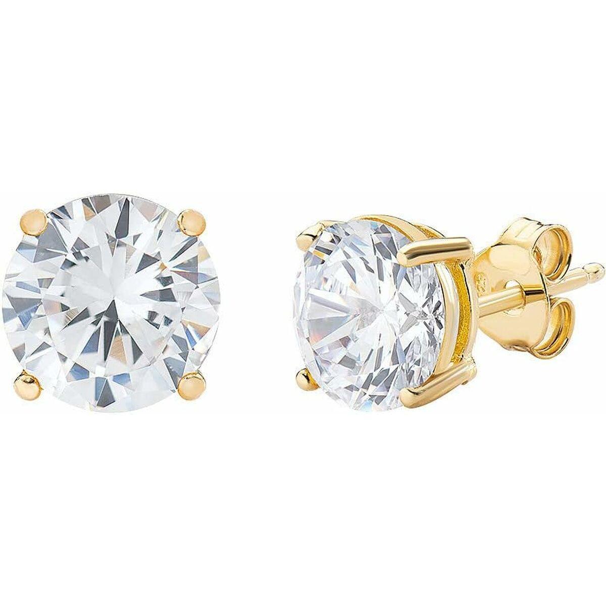 Amen Øreringe til kvinder EHSBBZ - klassiske ørestikker i guldfarve med klar sten