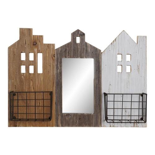 Tidsskriftholder Hvid Brun Metal Paulonia træ (57 x 10 x 40 cm)