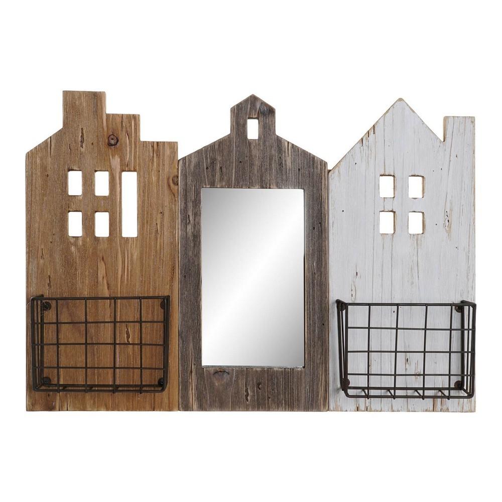 Tidsskriftholder Hvid Brun Metal Paulonia træ (57 x 10 x 40 cm)