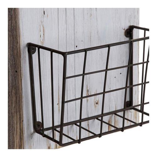 Tidsskriftholder Hvid Brun Metal Paulonia træ (57 x 10 x 40 cm)