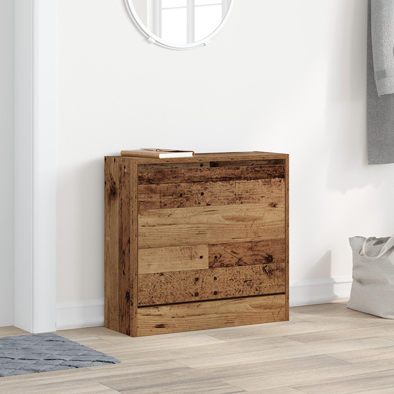 Skoskab med dør Gammelt træ 60 x 21 x 57 cm Konstrueret træ billede
