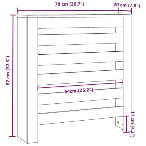 Radiator Dæksel Sort Eg 78x20x82 cm Konstrueret Træ