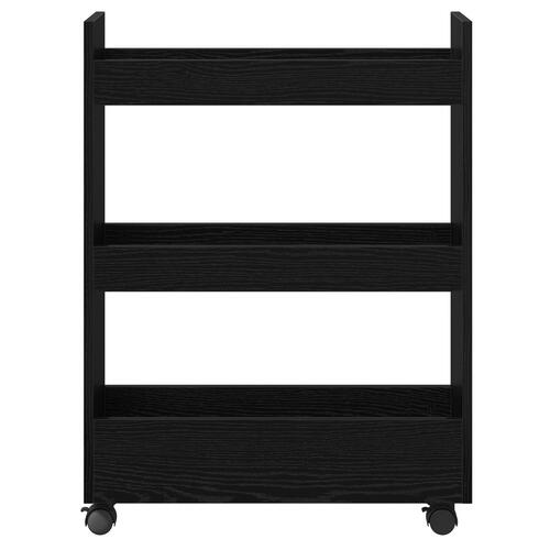 Narrow Storage Trolley 3 Tier Black Oak Engineered Wood