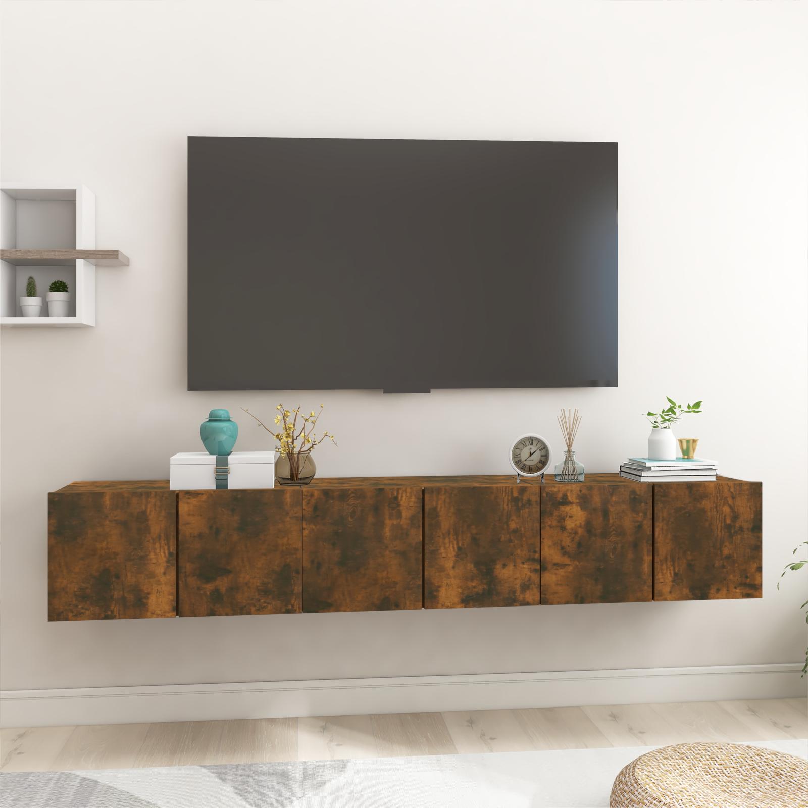 Tv-skabe 3 stk. 60x30x30 cm konstrueret træ røget egetræ