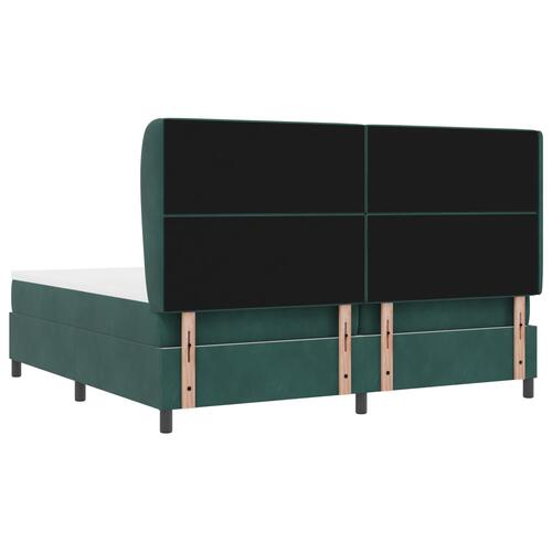 Box Spring Seng med Madras Mørkegrøn 200x200 cm Fløjl
