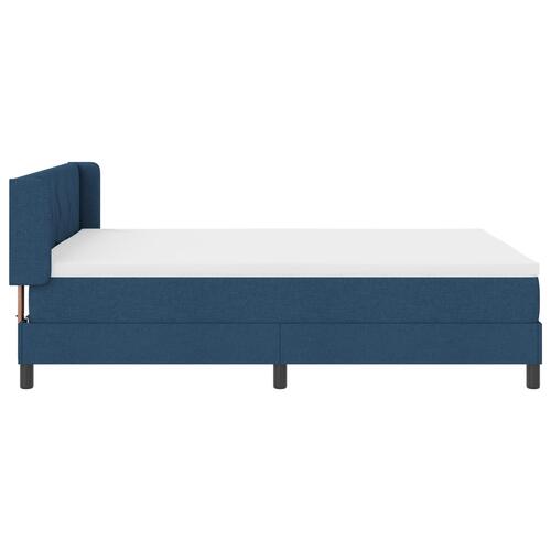 Box Spring Seng med Madras Blå 160x200 cm Stof, Hovedgærde Diamantblokke Design Blå 160 cm Stof