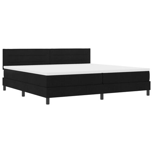 Box Spring Seng med Madras & LED Sort 200x200 cm Stof