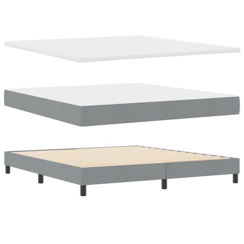 Box Spring Bed med Madrass & LED Lys Grå 180x200 cm Stof