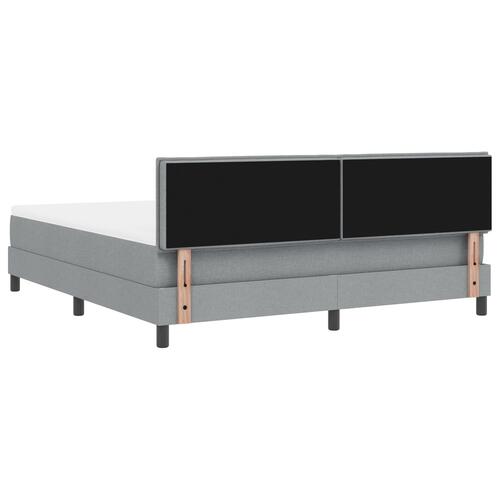 Box Spring Bed med Madrass & LED Lys Grå 180x200 cm Stof