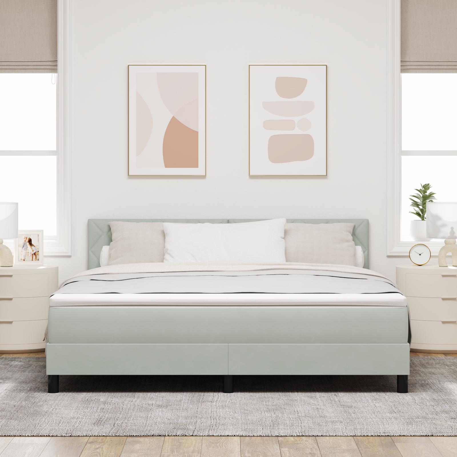 Kontinentalseng med hovedgærde Lysegrå 180 x 200 cm Fløjl billede