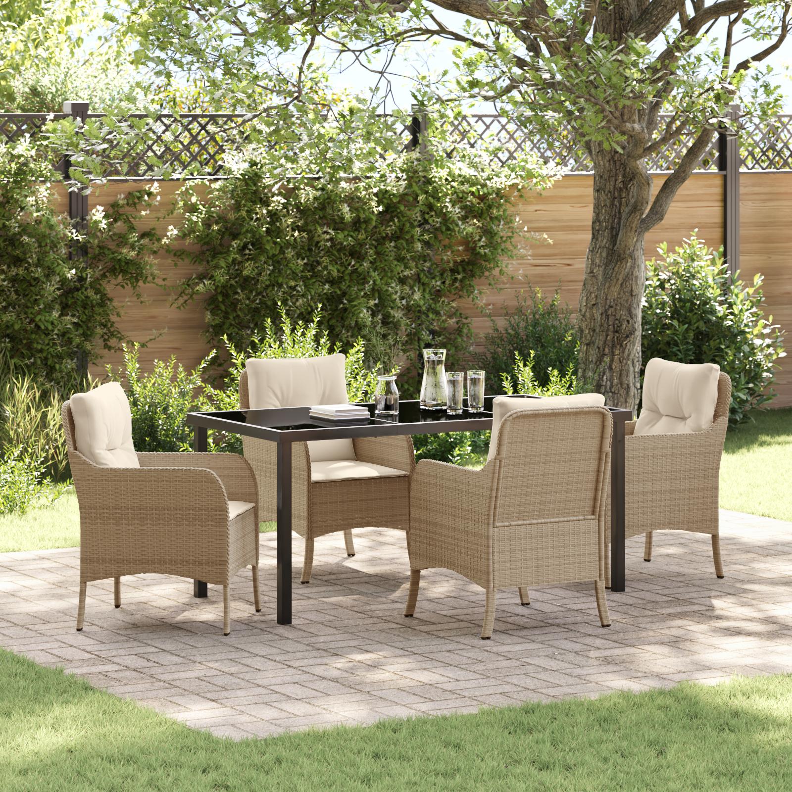 Have Spisebordssæt med pude 5 stk Beige Poly rattan billede