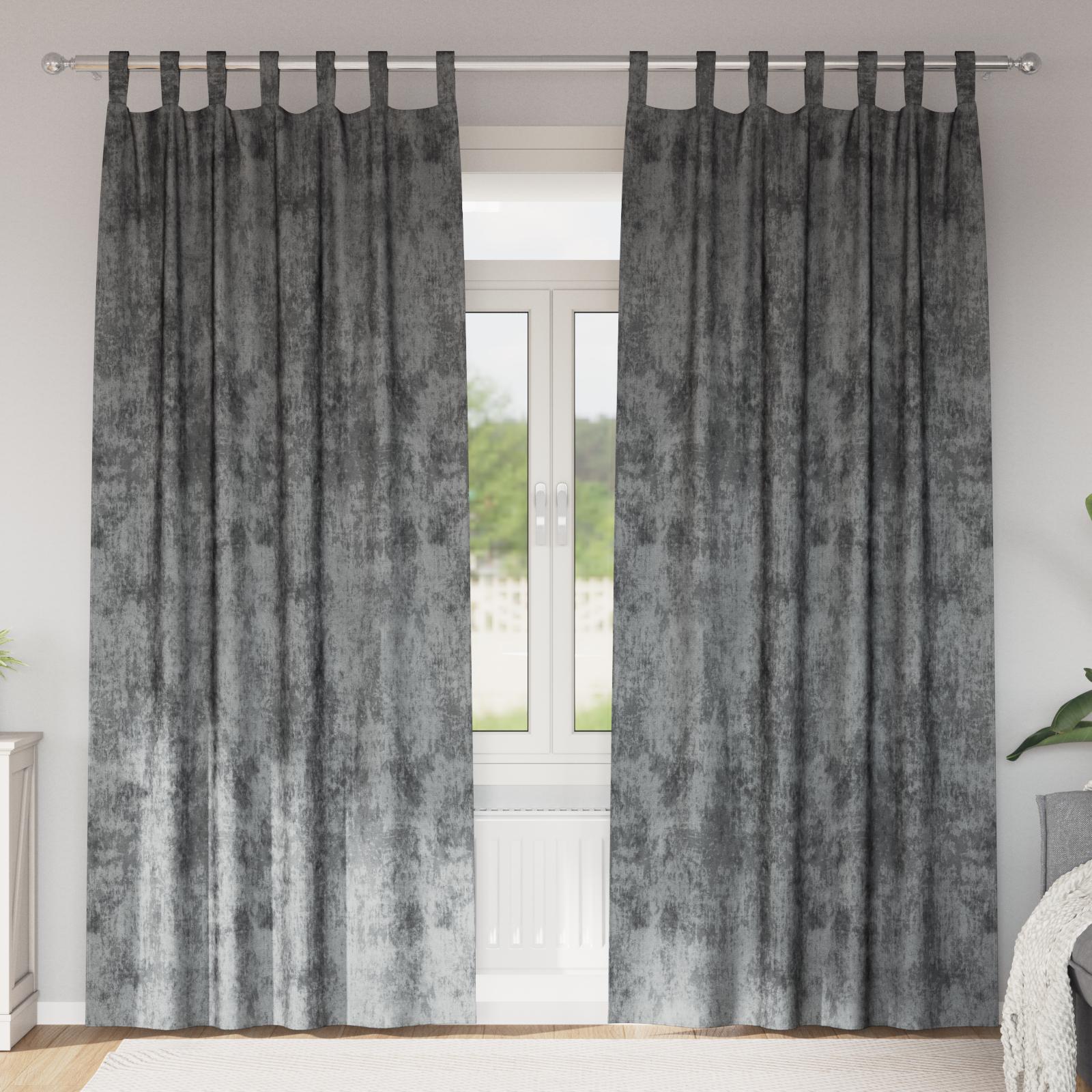 Gardin med gardiner 2 stk Grå 260 x 140 cm Fløjl billede