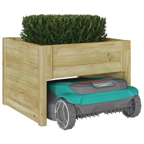 Robotplæneklipper Garage med Plantekasse Impregneret Træ Fyr