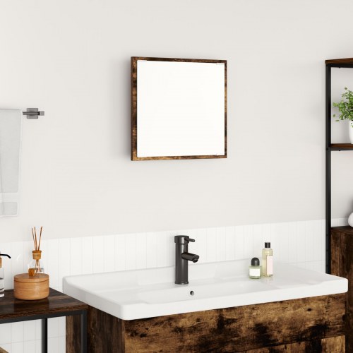 LED Badeværelsesspejl Røget Eg 40x8.5x37 cm Ingeniørtræ