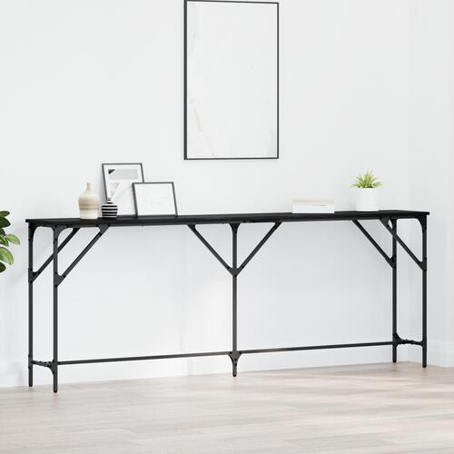 Konsolbord Sort Egetræ 200x29x75 cm Konstrueret Træ