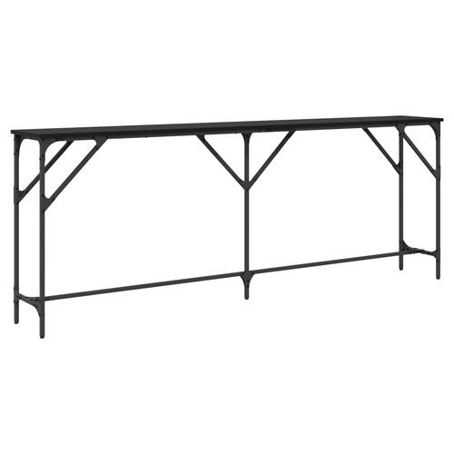 Konsolbord Sort Egetræ 200x29x75 cm Konstrueret Træ