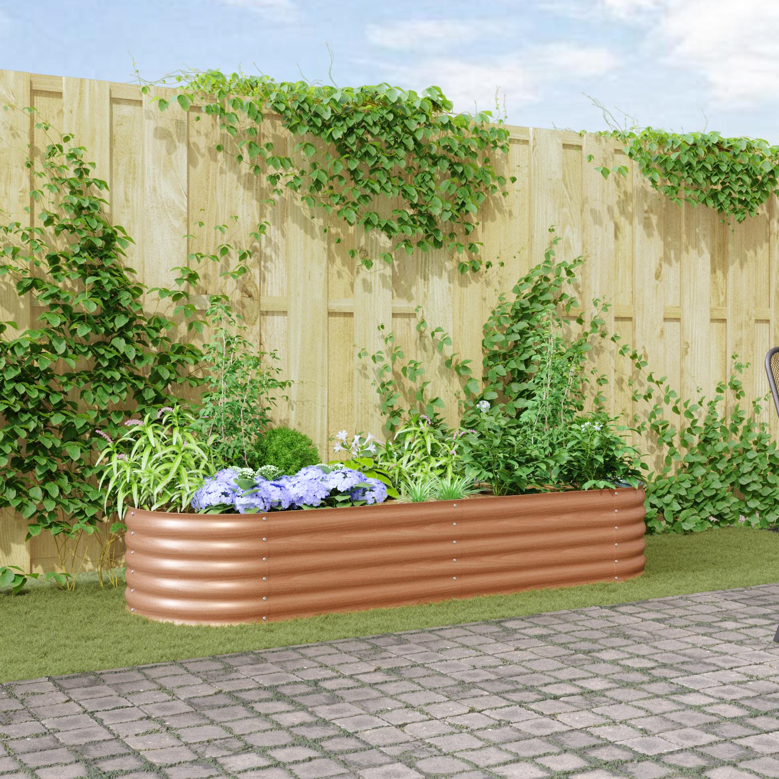 Hævet Plantebed Brun med Trælook 240x80x44 cm Stål