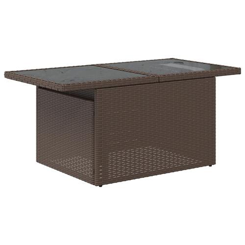 9 Stykke Have Sofa Sæt med Puder Brun Polyrattan, 2-Sæders Have Sofa med Puder Brun Polyrattan