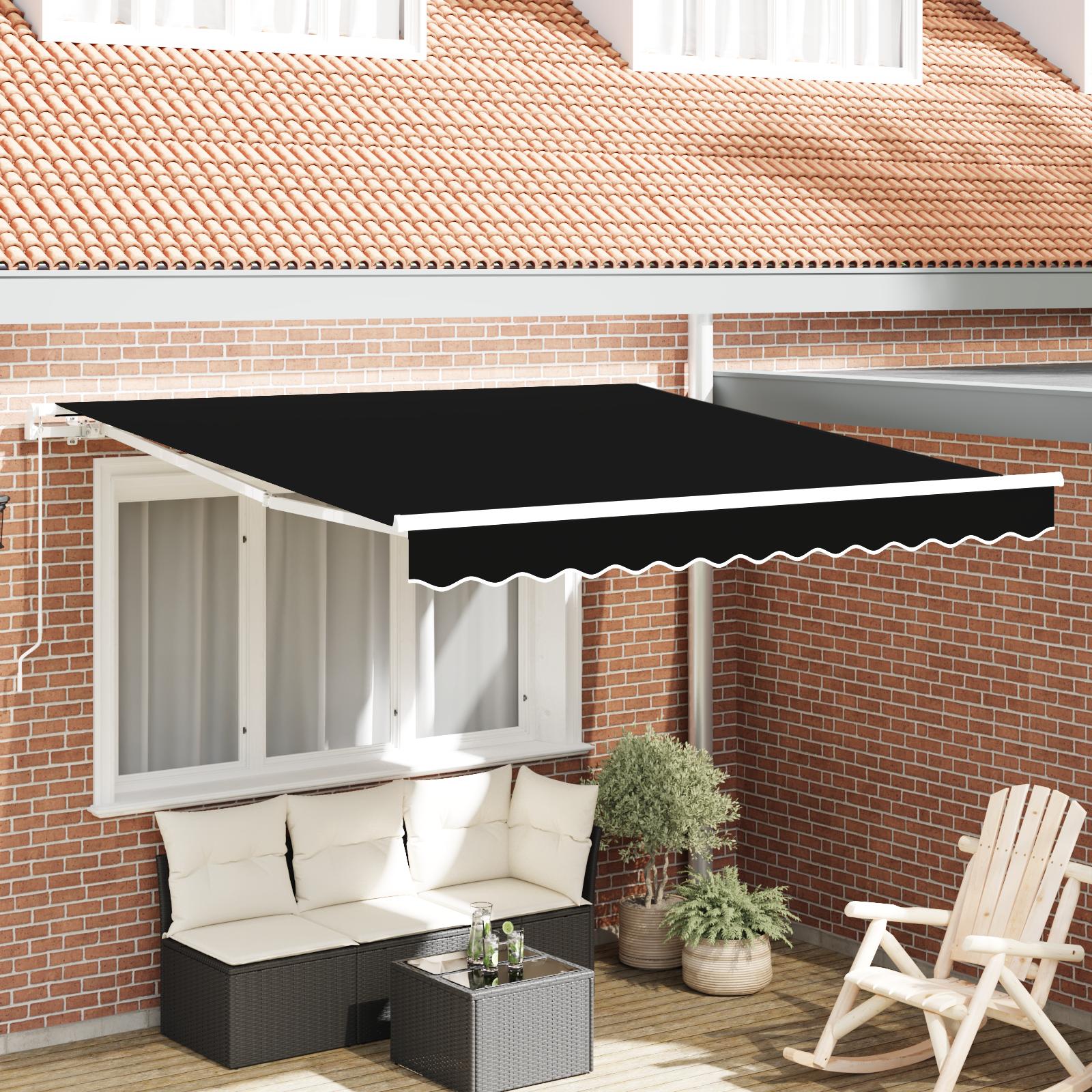 Markise Sort 3 x 2,5 m Polyester og metal billede