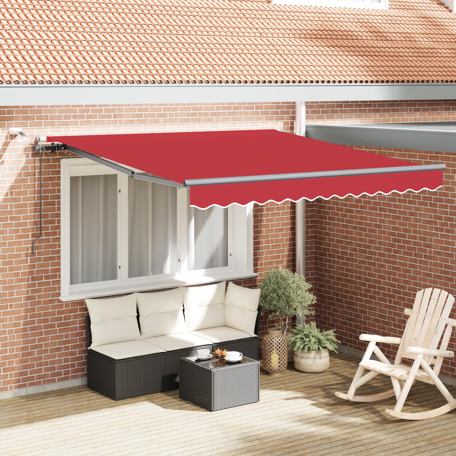 Utrækkelig Markise med Rød 300 x 250 cm Stof billede