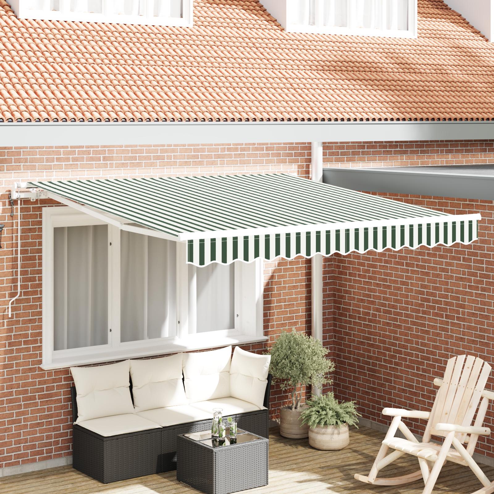 Utrækkelig Markise 300 x 250 cm Grøn og hvid billede