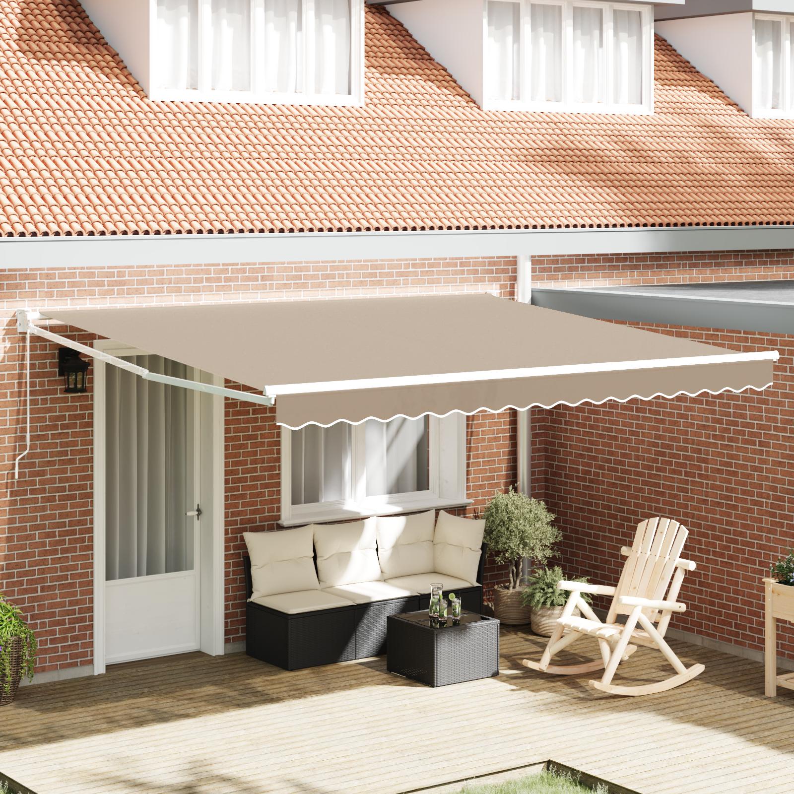 Manuel Udtækkelig Markise Beige 400x300 cm, Markise Erstatningsstof til 4x3 m Ramme Beige