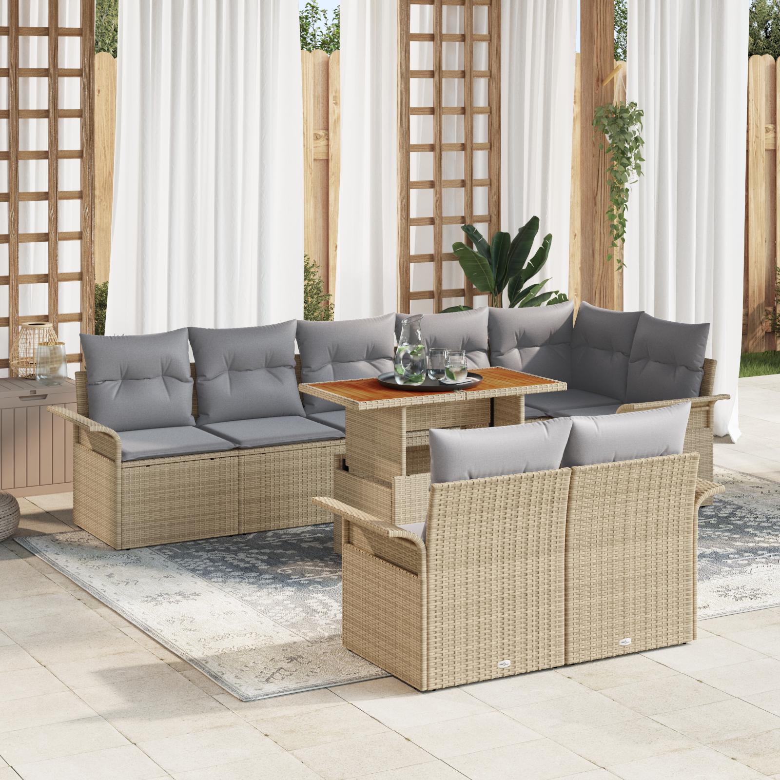 Havesofa Sæt med opbevaring 9 stk Beige Poly rattan billede