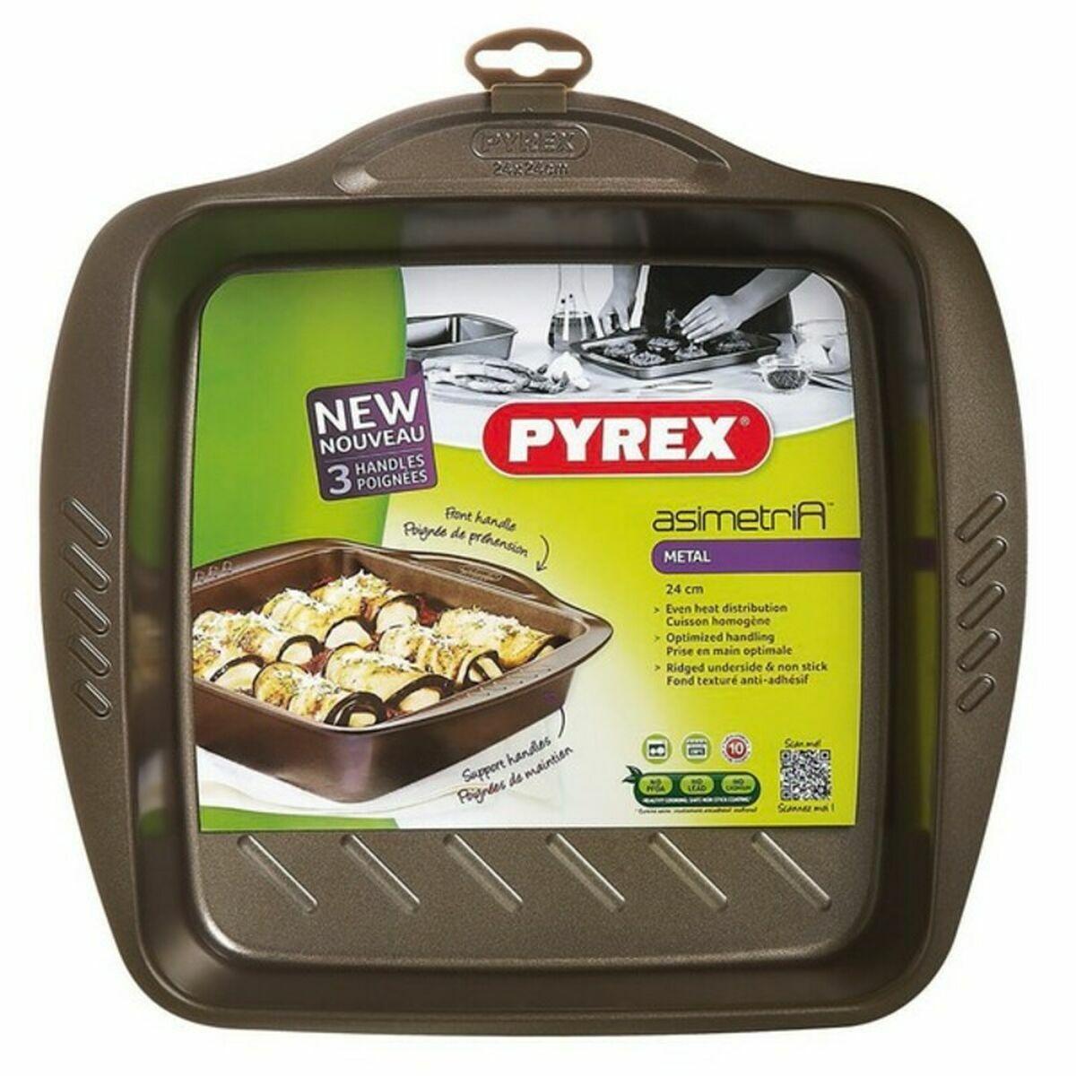 Pyrex AsimetriA ovnfad i brun metal, firkantet