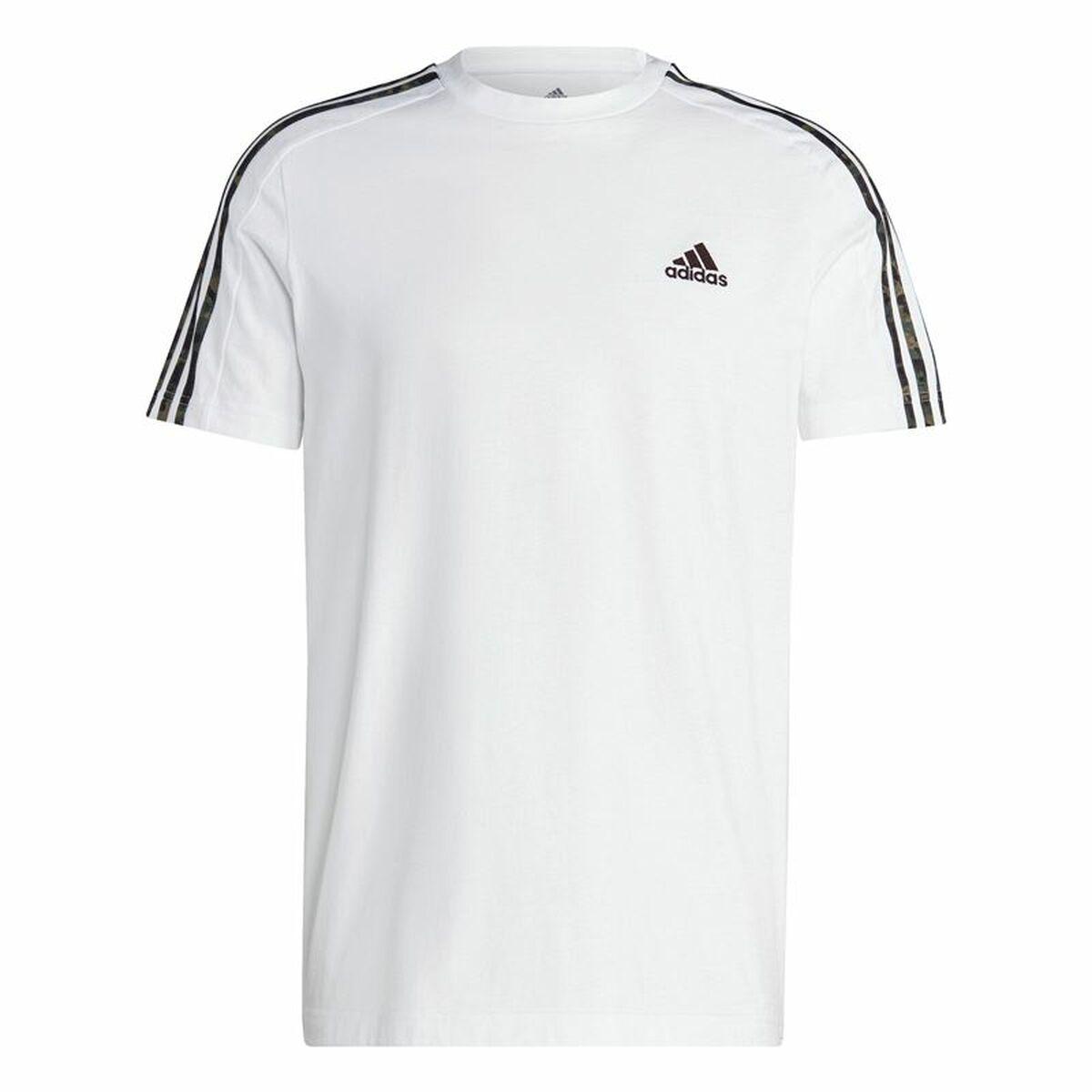 Kortærmet T-shirt til Mænd Adidas Essentials Single 3S Hvid L