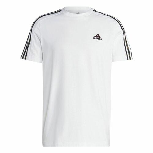 Kortærmet T-shirt til Mænd Adidas Essentials Single 3S Hvid XL