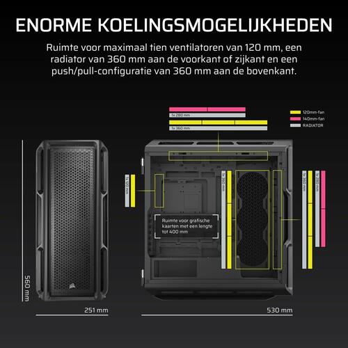 ATX Semi-tårn kasse Corsair Sort