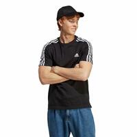 Kortærmet T-shirt til Mænd Adidas Essentials Single 3 Bandas Sort XS