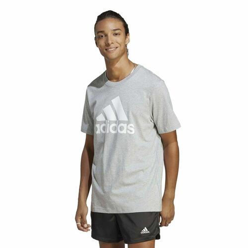 Kortærmet T-shirt til Mænd Adidas Essentials Single Big Logo Grå Lysegrå L