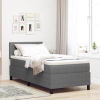 Box Spring Seng med madras & LED lys grå 90x200 cm corduroy stof